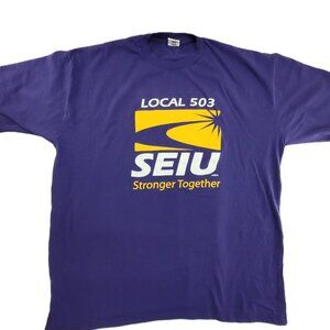 Vintage Union Made T Shirt 3XL Purple Union Line USA Made Pro UNION Slogans